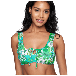 Hurley Wild Bloom Tie Front Bikini Top - Women's M Wild Bloom Mist