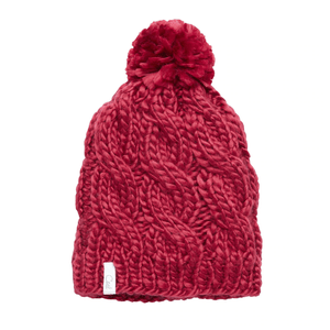 Coal The Rosa Cable Knit Silky Pom Beanie - Women's Berry One Size