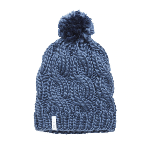 Coal The Rosa Cable Knit Silky Pom Beanie - Women's Dusty Navy One Size