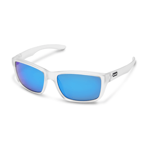 Suncloud Mayor Square Sunglasses Matte Crystal / Blue Mirror Polarized