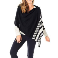 Carve Designs Torrey Poncho - Women's Black / Stripe One Size