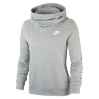 Nike Sportswear Club Fleece Funnel Neck Hoodie - Women's Dark Grey Heather / Matte Silver / White XS