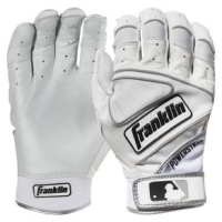 Franklin Adult Powerstrap Chrome Batting Gloves S White
