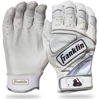 Franklin Adult Powerstrap Chrome Batting Gloves M White