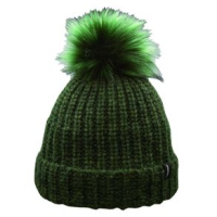 Screamer Sandi Beanie with Detachable Faux Fur Pom Hunter Green One Size