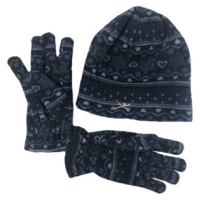 Terramar Winter Warmer Fleece Hat & Glove Set - Kids' Love Print L/XL
