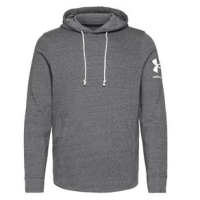 Under Armour Rival Terry Hoodie - Men's Pitch Gray Full Heather / Onyx White S