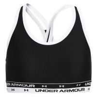 Under Armour Heatgear Solid Crossback Sports Bra - Girl's XL Black/White
