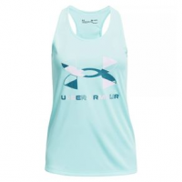 Under Armour Big Logo Graphic Tank Top - Girl's L Breeze/Coded Blue/White