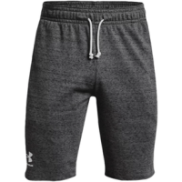 Under Armour Rival Terry Shorts - Men's Pitch Gray Light Heather/Onyx White L 10" Inseam