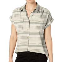 Carve Designs Huck Short Sleeve Shirt - Women's Moss Stripe L