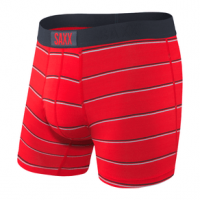 Saxx Vibe Boxer Briefs - Men's L Red Shallow Stripe