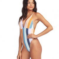 Roxy Beach Classics Swimsuit - Women's L Bright White S Warm Stripes