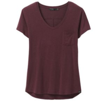 prAna Foundation Short Sleeve V-Neck Raisin Heather L