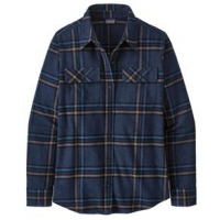 Patagonia Long-sleeved Midweight Fjord Flannel Shirt - Women's L Tundra/New Navy