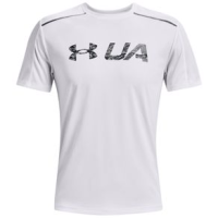 Under Armour Run Graphic Print Fill Short Sleeve Tee - Men's White / White / Reflective M