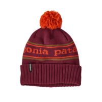 Patagonia Powder Town Beanie - Kids' Park Stripe Knit / Fox Red
