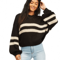 Billabong Laid Back Deep-v Sweater - Women's S Off Black