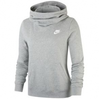 Nike Sportswear Club Fleece Funnel Neck Hoodie - Women's XL Dark Grey Heather / Matte Silver / White