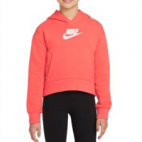 Nike Sportswear Club Fleece Hoodie - Girls' XL Magic Ember / Pink Foam / White