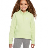 Nike Club Fleece 1/2-zip Pullover - Girls' M Lime Ice / White