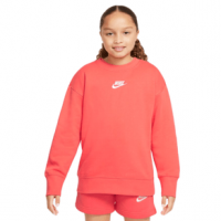 Nike Sportswear Club Fleece Crew Sweatshirt - Girls' S Magic Ember / White
