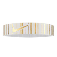 Nike Pro Metallic Headband - Women's White / Metallic Gold One Size