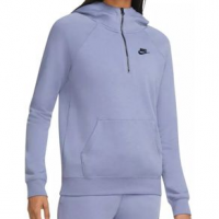 Nike Club Essential 1/4-zip Fleece Hoodie - Women's XS Amethyst Smoke / Heather / White
