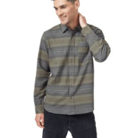 tentree Benson Flannel Shirt - Men's Olive Night Green Lake Ombre Plaid M