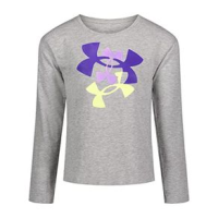 Under Armour Logo Shuffle Long Sleeve Shirt - Girls' Mod Gray Heather 6X