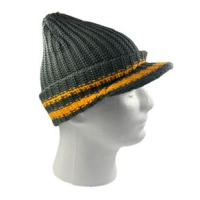 Chaos Jacquard Knit Beanie - Men's Granite Grey / School Bus Stripes One Size