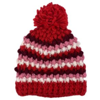 Chaos Aardvark Knit Beanie - Girls' Deep Red / Pink / White Stripe One Size