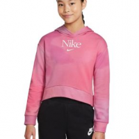 Nike French Terry Pullover Hoodie - Girls' L Archaeo Pink/White