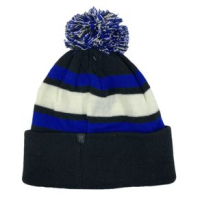 Chaos Beanie With Pom - Men's Black / White / Blue Stripe One Size