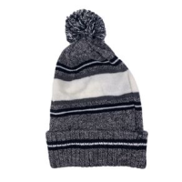 Chaos Beanie With Pom - Men's Black / Grey / White Stripe One Size