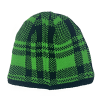 Chaos Jacquard Knit Beanie - Men's Lime Green Plaid / Black One Size