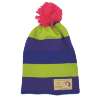 Chaos Aardvark Knit Beanie With Pom Purple / Green / Pink Pom One Size