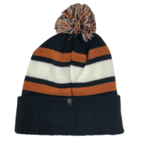 Chaos Beanie With Pom - Men's Black / Orange / White Stripe One Size