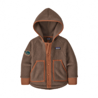 Patagonia Retro Pile Fleece Jacket - Infant 3T Live Simply Whale Patch/Topsoil Brown