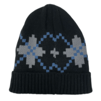 Chaos Knit Cuff Beanie - Youth Black / Light Blue / Blue Snowflake One Size