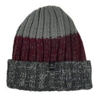 Chaos Knit Cuff Beanie - Youth Dark Grey / Light Grey / Maroon Stripe One Size
