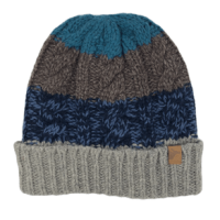 Chaos Knit Cuff Beanie - Youth Light Grey / Navy / Dark Grey / Turquoise One Size