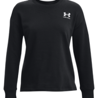 Under Armour Rival Fleece Oversized Crew - Women's Black / White XS