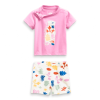 The North Face Cotton Summer Set Shirt And Short - Infant 24M Vintage White Summer Stamps Print