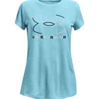 Under Armour Tech Big Logo Twist Short Sleeve Shirt - Girls' Sky Blue / Halo Gray L