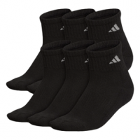 adidas Athletic Cushioned Quarter Socks 6 Pack Black / Aluminum 2 XL 6 Pack