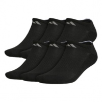 adidas Athletic Cushioned No-Show Socks 6 Pack Black / Aluminum 2 L 6 Pack
