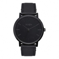 Nixon Porter Leather Watch One Size Black/ Black
