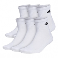 adidas Athletic Cushioned Quarter Socks 6 Pack White / Black XL 6 Pack