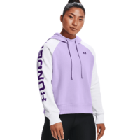 Under Armour Rival Fleece Colorblock Hoodie - Women's Purple Tint / White / Purple Zest XS